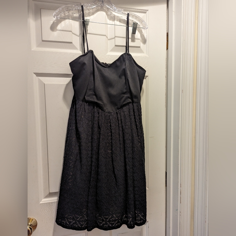 Anthropologie Moulinette Soeurs Little Black Dress Lined Spag Strap Size 12 *GUC